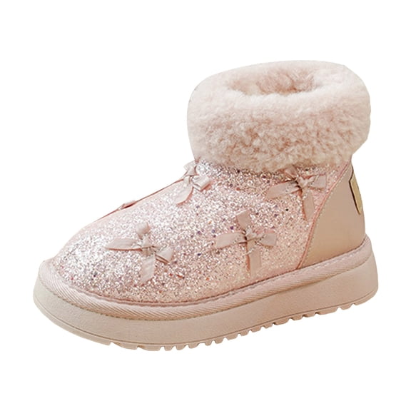 Zshosam Girls Winter Shoes Girls Boys Boots Kids Snow Winter Boots Outdoor Ankle Warm Slip On Lined Lightweight Shoes Size 12.5,(Red Little Kids 12.5)