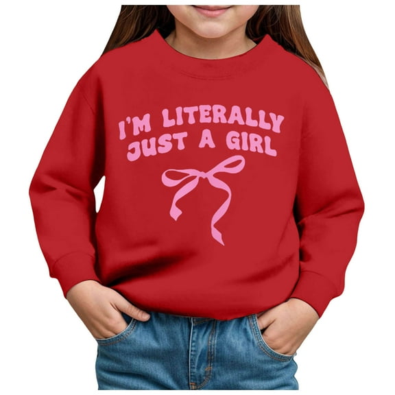 Zshosam Graphic Sweatshirts for Teen Girls Toddler Sweatshirt – Unisex Crewneck Pullover, Cozy, Long Sleeve, Soft & Warm,Red 4 Years