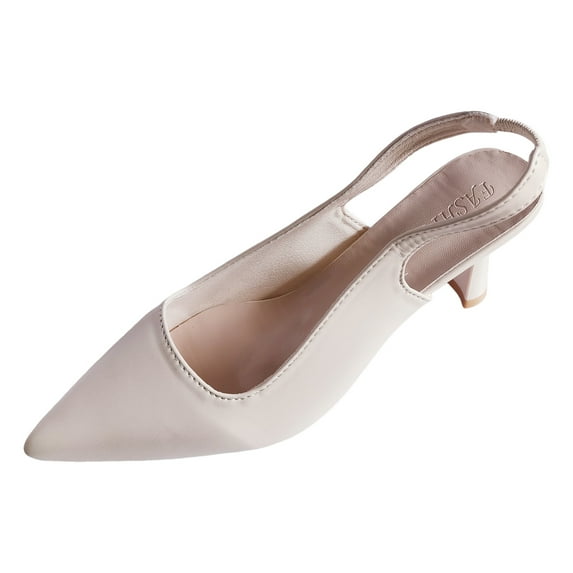 Zshosam Heels for Women Closed Toe Women's Pumps Kitten Heel Wedding Party Casual Dress Shoes(White,38)