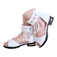 thumbnail image 1 of Zshosam High Heels for Kids Girls Braided Open Toe Ankle Strap Flat Lightly Padded Sandals Summer Holiday Party Dress Shoes for Toddler Little Kid and Big Kid Size 11.5,(White Little Kids 11.5), 1 of 8