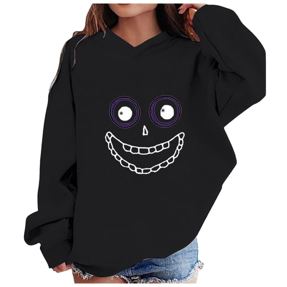 Zshosam Hoodie Kids Girls Girl's Hoodie Sweatshirt Long Sleeve Hooded Pullovers Top Size 5T 6T,(Black 5-6 Years)