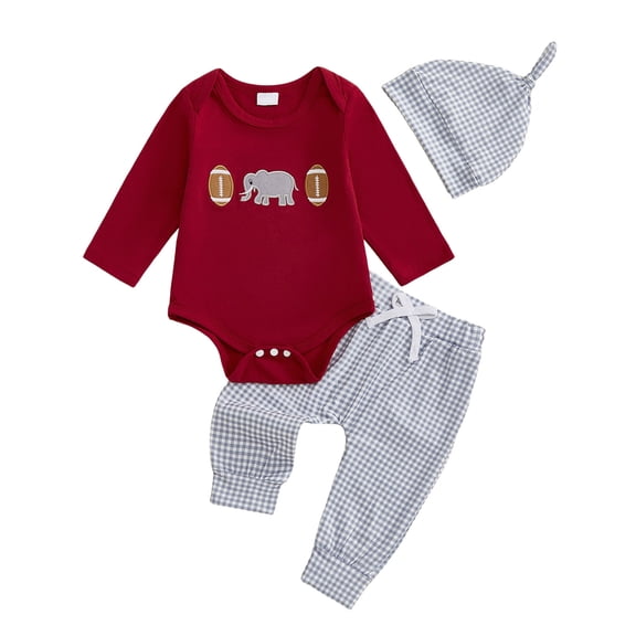 Zshosam Infant Boy Clothes Newborn Baby Boy Clothes Long Sleeve Ribbed Bodysuit Pants Outfit Set Size 3 6 Months,(Red 3-6 Months)