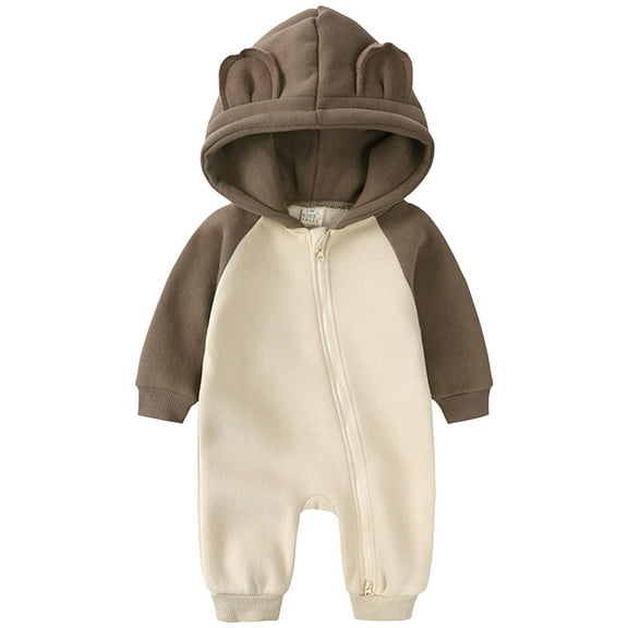 Zshosam Infant Girl Clothes Winter Baby Girl Button Down Romper One-Piece Jumpsuit Long Sleeve Romper Infant Size 3 6 Months,(Brown 3-6 Months)