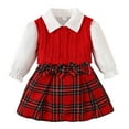 thumbnail image 1 of Zshosam Infant Girl Dress Girls Dress Crew Neck Long Sleeve Fall Casual Dresses Size 1T 2T,(Red 1-2 Years), 1 of 9