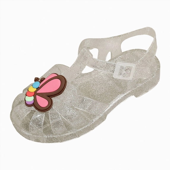 Zshosam Jelly Sandals Toddler Sandals for Toddler Girls,Toddler Shoes Baby Girls Cute Jelly Colors Hollow Out Non-slip Soft Sole Beach Roman Sandals Size 11,(White Little Kids 11)