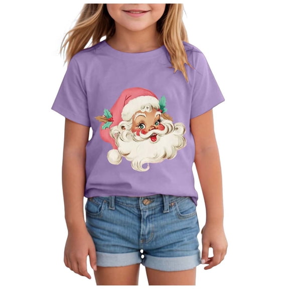 Zshosam Kids Christmas Shirts Girls Toddler Christmas Shirt Kids Xmas Santa Graphic Shirt Boys Girls Funny Holiday Tee Tops Size 18 24 Months,(Purple 18-24 Months)