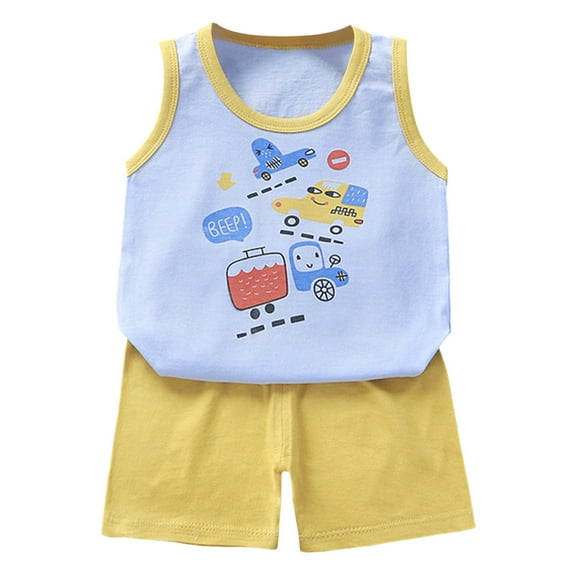 Zshosam Kids Clothes Boys Toddler Boy Clothes Summer Outfits Sleeveless Tank Tops and Shorts Set 2 Piece Clothing Set Size 2T 3T,(Light Yellow 2-3 Years)
