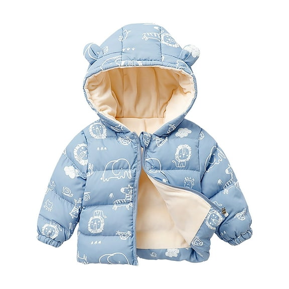 Zshosam Kids Coats Girls Girls' Winter Coat Insulated Long Quilted Puffer Jacket Warm Hooded Snow Coats Size 18 24 Months,(Blue 18-24 Months)