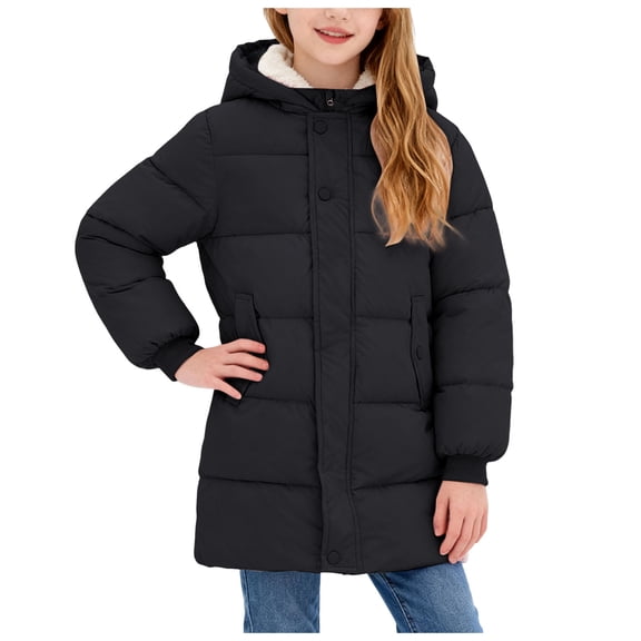 Zshosam Kids Coats Girls Infant Baby Girls Coats Down Alternative Hoodie Coats Toddler Windproof Lightweight Winter Warm Puffer Jacket Coat Size 9T 10T,(Black 9-10 Years)