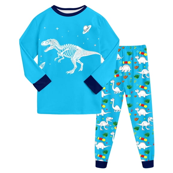 Zshosam Kids Fall Pajamas Boys Toddler Kids Toddler Girls Boys Soft Comfy Raglan Sleepwear Pajamas Pjs 2pcs Set Size 4T 5T,(Sky Blue 4-5 Years)