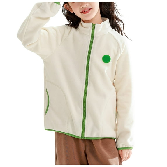 Zshosam Kids Fleece Jacket Boys Girls Fleece Jacket Full-Zip Fuzzy Fleece Sweatshirt Kids Toddler Windproof Coat Ultra Soft Winter Coat Size 14T 15T,(Beige 14-15 Years)
