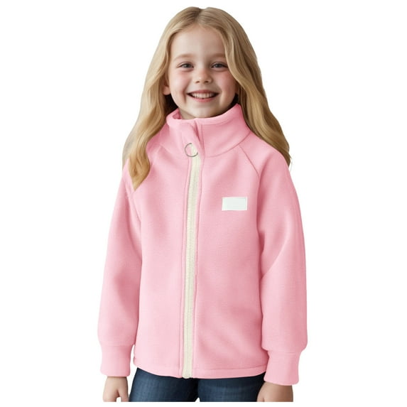 Zshosam Kids Jacket Baby Boy Fleece Jacket Newborn Infant Girl Zipper Hooded Warm Coat Winter Long Sleeve Solid Outerwear Size 5T 6T,(Pink 5-6 Years)