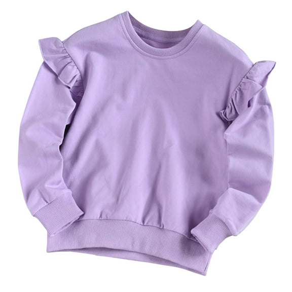 Zshosam Kids Long Sleeve Shirt Kids Girls Casual Crewneck Tunic Tops Long Sleeve Pullover Toddler Girl Loose Blouse T-Shirt for Kids Tee Toddler Girl Size 7T 8T,(Purple 7-8 Years)
