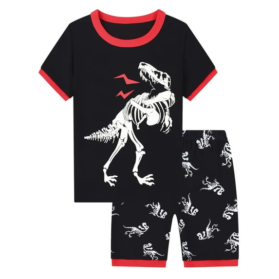 Zshosam Kids Pajamas Boys Baby-Boys and Toddler Boys Short Sleeve Top and Pants Snug Fit Cotton 2 Piece Pajama Sets Size 3T 4T,(Black 3-4 Years)