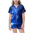 thumbnail image 1 of Zshosam Kids Pajamas Kids Pjs Girls Pjs Short Sleeve Crewneck Sleep Top Girl Pajamas Size 12T 13T,(Blue 12-13 Years), 1 of 3