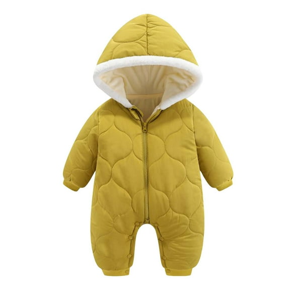 Zshosam Kids Snow Suit Baby Snowsuit Toddler Girl Clothes Cute Hooded Double Zipper Boys Winter Coat Unisex Romper for Infant Size 6 12 Months,(Yellow 6-12 Months)