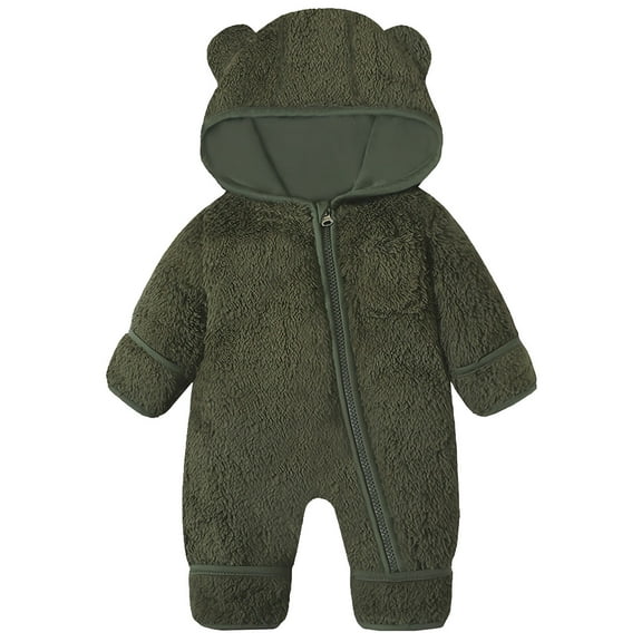 Zshosam Kids Snow Suit Boy Baby Snowsuit Soft Fleece Lined Insulated Infant Snowsuit with Sherpa Lined Hood Baby Winter Clothes Size 6 9 Months,(Green 6-9 Months)