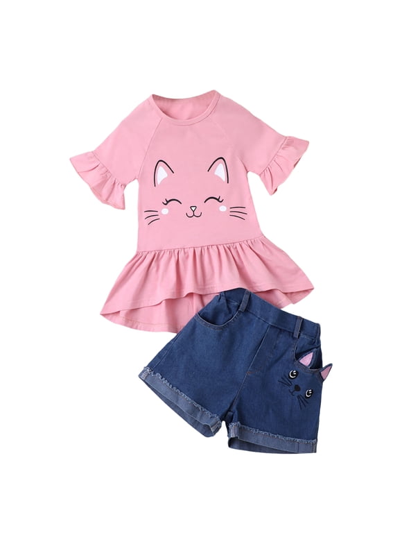 Kids Summer Clothes Baby Girls and Toddler Tank Top and Shorts 2 Piece Outfit Set Size 4T 5T,(Pink 4-5 Years)