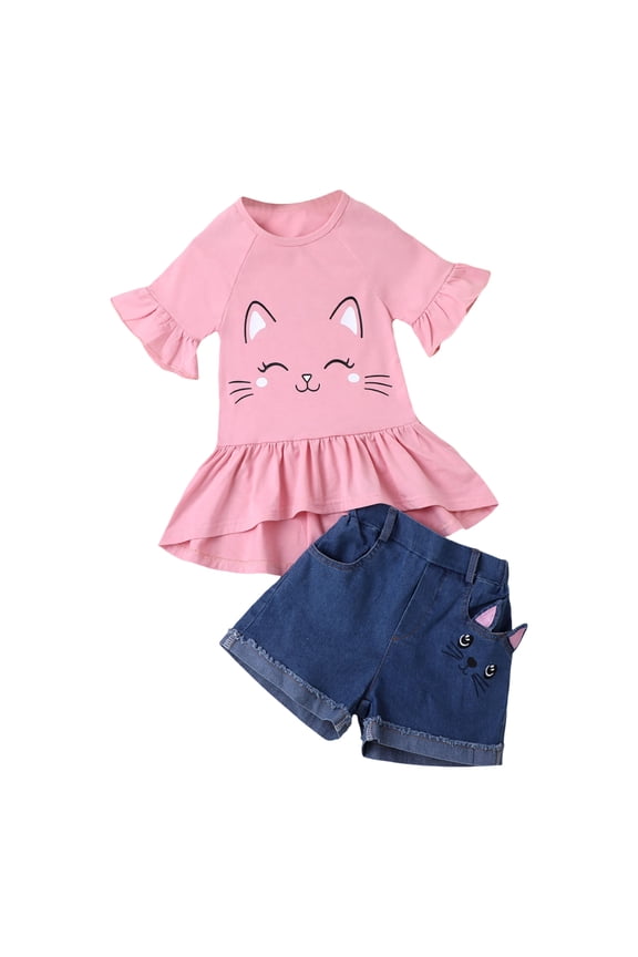 Kids Summer Clothes Baby Girls and Toddler Tank Top and Shorts 2 Piece Outfit Set Size 4T 5T,(Pink 4-5 Years)