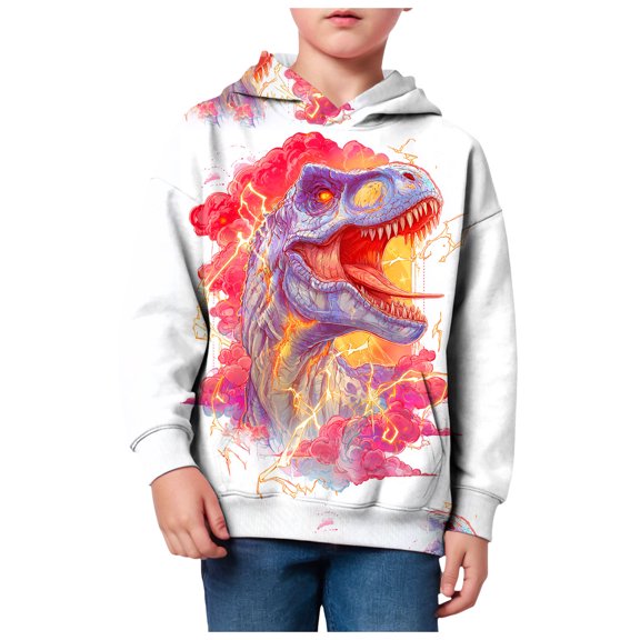 Zshosam Kids Sweatshirts Hoodies for Teen Boys Cute Print Pullover Long Sleeve Trendy Casual Kids Clothes Size 5T 6T,(White 5-6 Years)