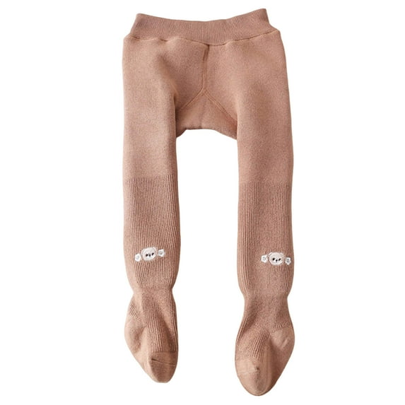 Zshosam Kids Tights Warm Thigh High Socks Solid Color Tights High Waist Footed Pantyhose Opaque Thigh Highs Tights Size 1T 2T,(Khaki 1-2 Years)