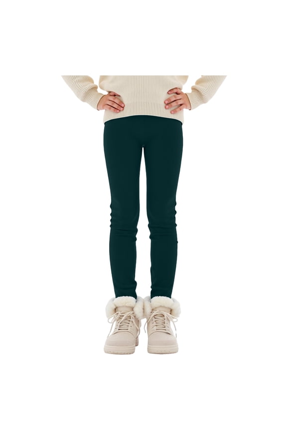 Leggings Baby Leggings for Girls Fashion Cute Ankle Length Footless Tights Pull-On Bottoms Uniform Pants Winter Warm Kids Clothes Size 13T 14T,(Dark Green 13-14 Years)