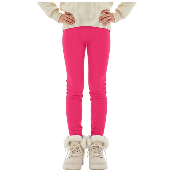 Zshosam Leggings Baby Toddler Girls Winter Warm Leggings Fleece Lined Thick Tights Kids Pants Size 3T 4T,(Hot Pink 3-4 Years)