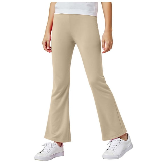 Zshosam Leggings for Toddler Girls Fall Girls Fleece Lined Leggings Thick Thermal Tights Full Length Pants Kids Winter Warm Leggings Size 11T 12T,(Khaki 11-12 Years)