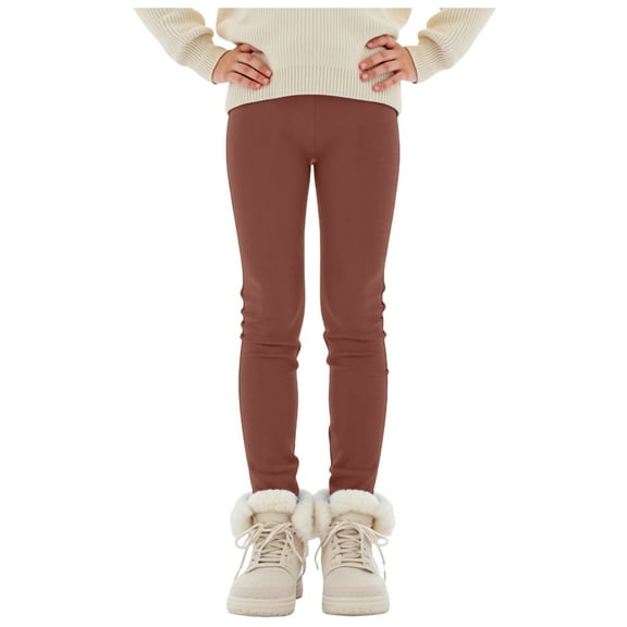 Zshosam Leggings for Toddler Girls Fall Toddler Girls Leggings Casual Basic Leggings Full Length Bottom Solid Color Size 5T 6T,(Coffee 5-6 Years)