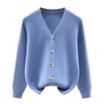 thumbnail image 1 of Zshosam Lil Girls Cardigans Sweaters Girls and Toddlers' Uniform Slim Fit Crewneck Cardigan Sweater Size 11T 12T,(Blue 11-12 Years), 1 of 4