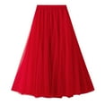 thumbnail image 1 of Zshosam Long Maxi Tulle Skirts for Women Pleated Petticoat Swing Midi Skirt( Red,One Size), 1 of 3