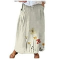 thumbnail image 1 of Zshosam Long Skirts for Women High Elastic Waist Skirt Casual Floral Pleated A Line Boho Cute Skirts(Wine,XL), 1 of 5