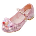 thumbnail image 1 of Zshosam Mary Jane Shoes Girls Girls Dress Shoes Ankle Strap Flower Girl Heels for Little Big Kids Heels Wedding Church Party Shoes Size 4,(Pink Big Kids 4), 1 of 7