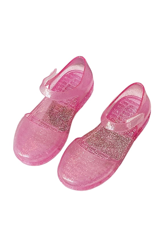 Mary Jane Shoes for Toddler Girls Princess Jelly Flats Shoes Girls Birthday Party Heels Cosplay Costumes Dress Up Sandals for Toddler Little Girls Big Kids Size 12.5,(Pink Little Kids 12.5)