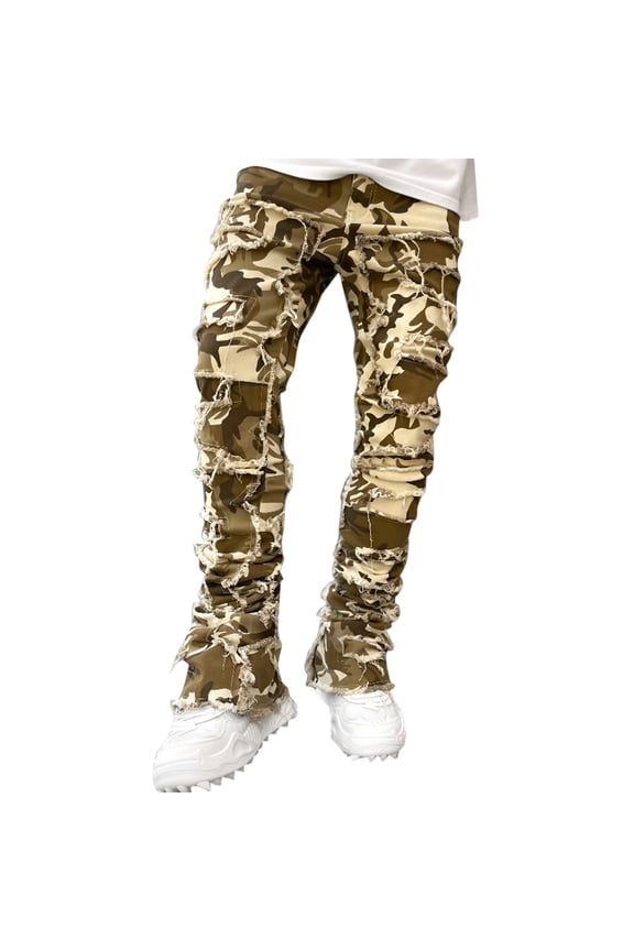 Men's Baggy Jeans Hop Loose fit 90s Vintage Denim Pants Dance Skater Skateboard Pants Straight Leg Jeans(Camouflage,XXL)