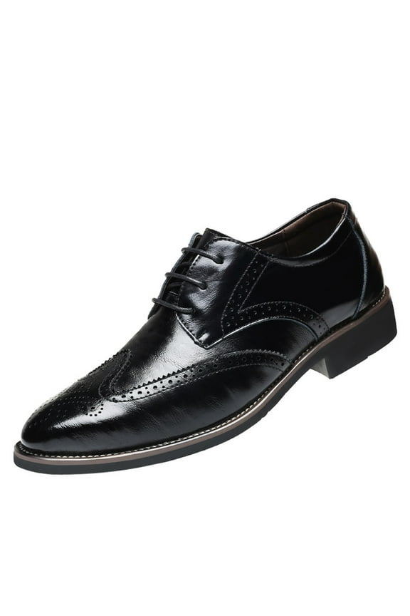 Men's Dress Oxford Shoes Classic Lace Up Formal Cap Toe Shoes for Men(Black,46)