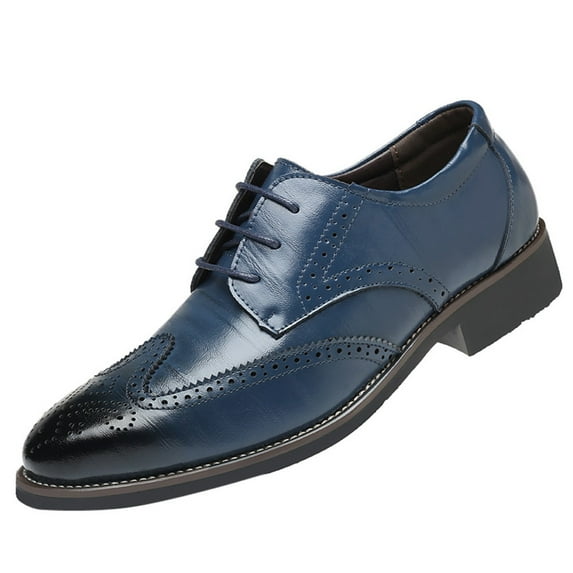 Zshosam Men's Dress Oxford Shoes Classic Lace Up Formal Cap Toe Shoes for Men(Blue,46)