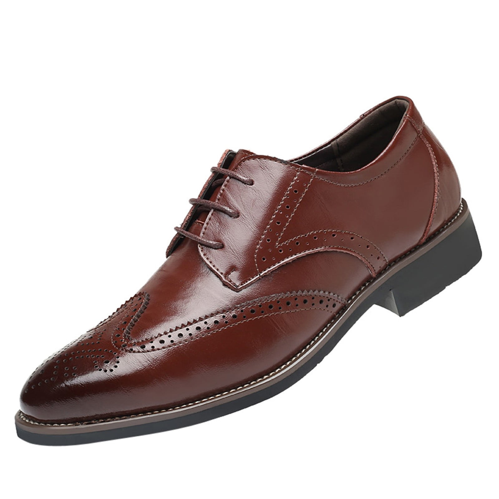 Zshosam Men's Pointed Toe Business Oxford Shoes Comfort Slip On Tuxedo Dress Shoes(Brown,Brown), Size: 43