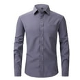 thumbnail image 1 of Zshosam Men's Dress Shirt Regular Fit Poplin Solid(Grey,XXXL), 1 of 8