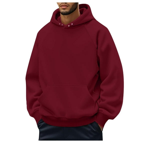 Zshosam Men's EverSoft Fleece Hoodie Pullover Sweatshirt(Red,XL)
