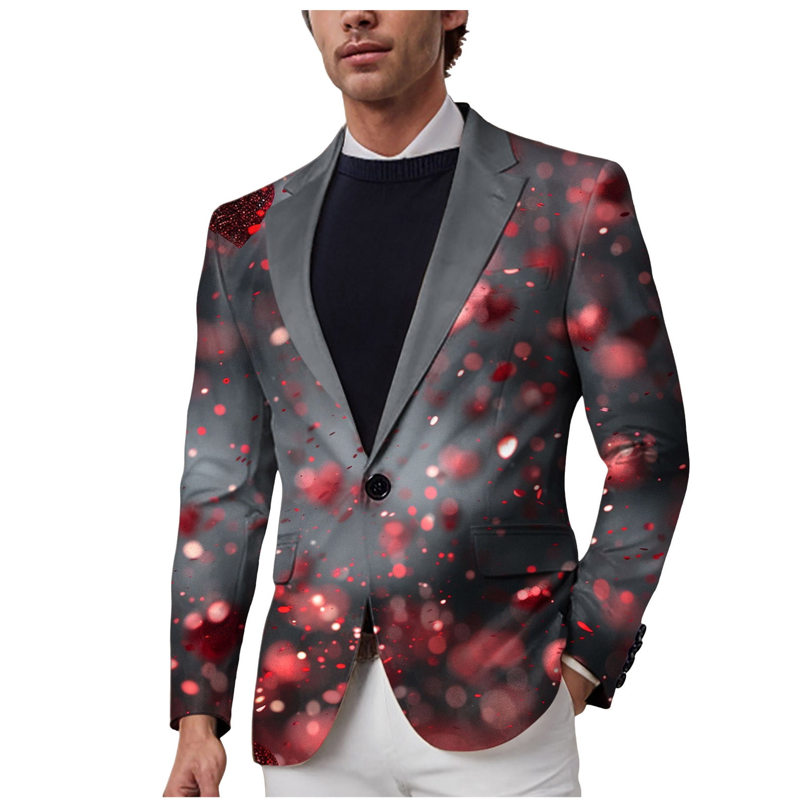 Men Party Floral Jacket Floral Tuxedo Notched Lapel Slim Fit Blazer