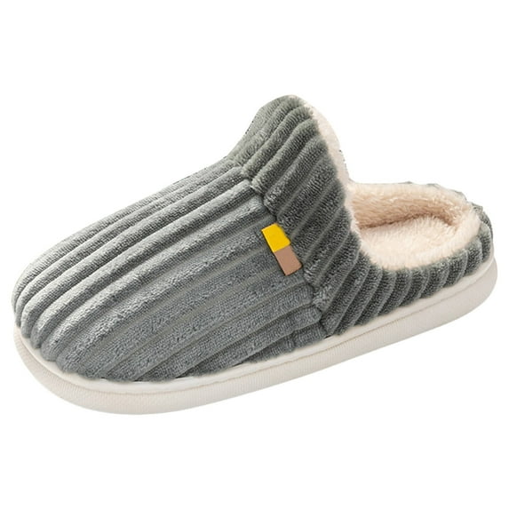 Zshosam Men's Fuzzy Slippers Comfy Memory Foam House Shoes Slip-On Warm Winter Indoor Outdoor(Grey,45)