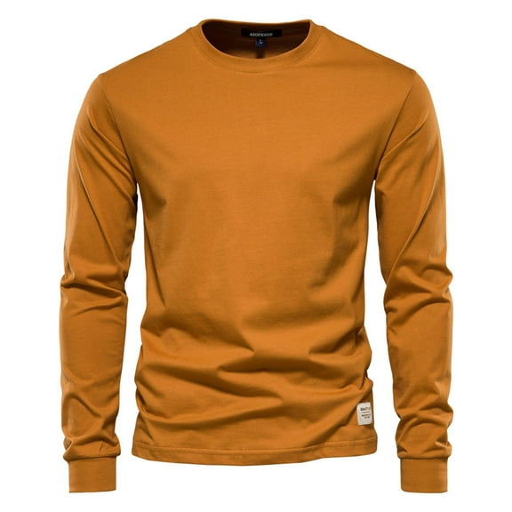 Zshosam Men's Heavy Weight Long Sleeve Thermal Shirt Crew Neck Top(Gold,L)
