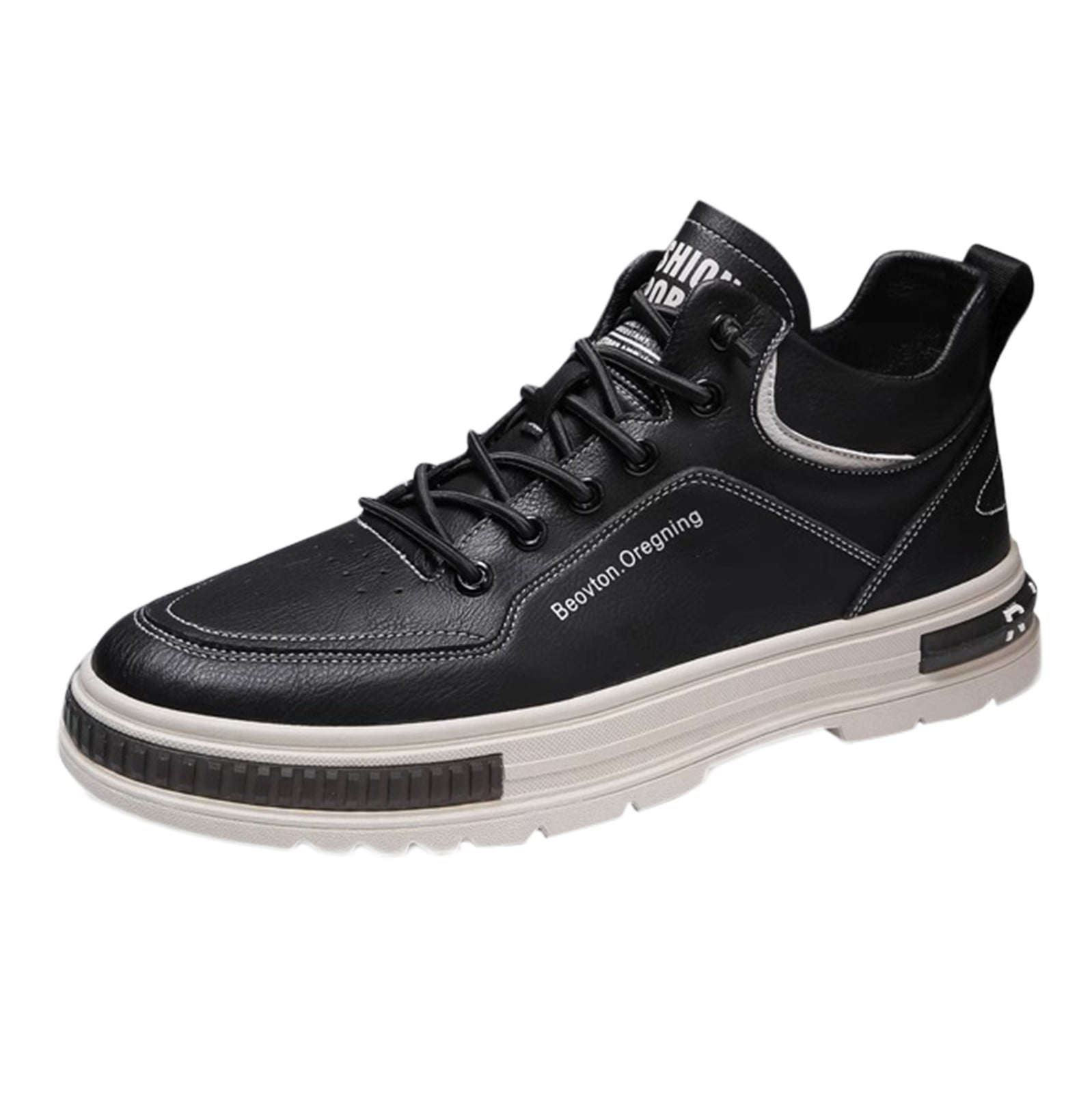 Men's Invisible Height Increasing Elevator Shoes - Ultra Light-Weight Lace-up Knitted Sporty Walker(Black,43)