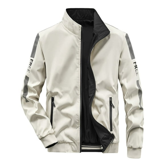 Zshosam Men's Jackets Spring Fall Coat Jacket Stylish Light Golf Full Zip Up Work Dress Casual Lightweight Bomber Jacket(Khaki,XL)