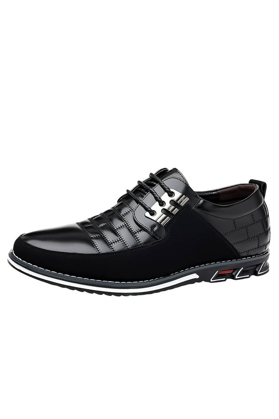 Men's Leather Dress Shoes Comfort Business Casual Oxford Shoes Fashion Dress Sneakers Soft Loafers Derby Shoe for Office Working Walking Driving(Black,39)