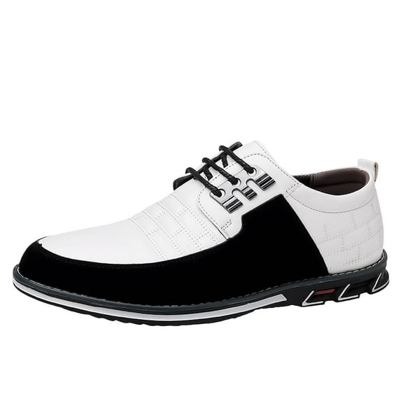 Zshosam Men's Leather Dress Shoes Comfort Business Casual Oxford Shoes Fashion Dress Sneakers Soft Loafers Derby Shoe for Office Working Walking Driving(White,White)