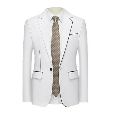 Zshosam Men's Leopard Animal Print Notched Lapel Slim Fit Blazer(White,XL)