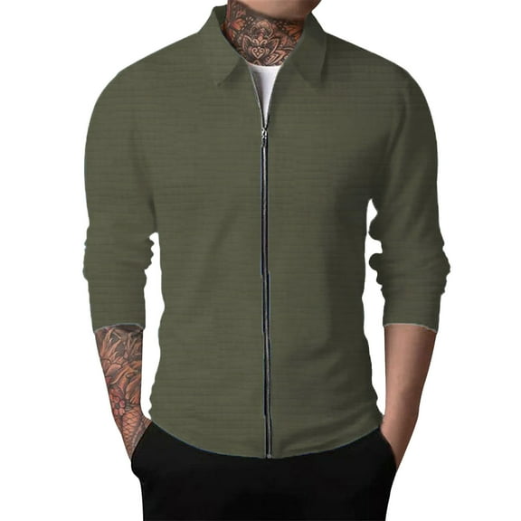 Zshosam Men's Lightweight Varsity Jacket Casual Bomber Jackets Waffle Zip Up Coat with Pocket(Green,XXXL)