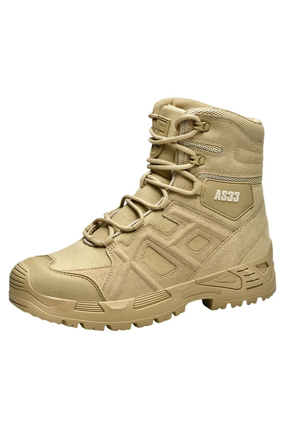 Men's Snow Boots Insulated Waterproof Rugged Duty Outdoor Winter Boots(Khaki,41)